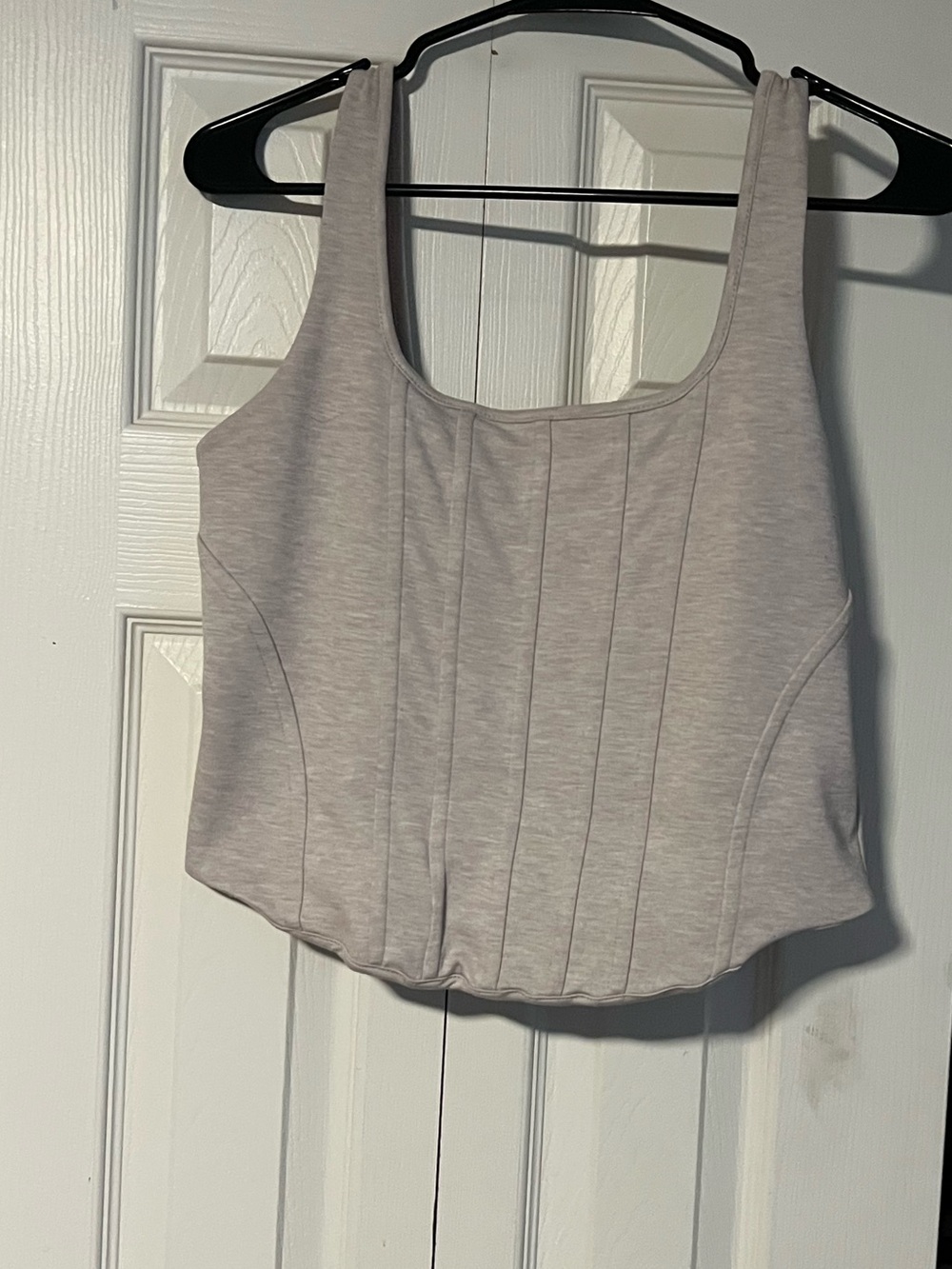 Express Light Gray Cropped Scoop Tank